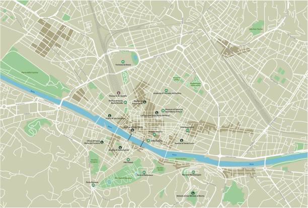 illustrazioni stock, clip art, cartoni animati e icone di tendenza di mappa vettoriale della città di firenze con strati separati ben organizzati. - fiorentina