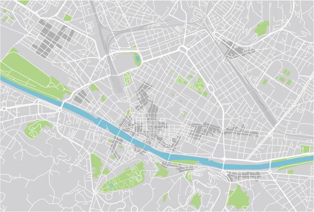 wektorowa mapa miasta florencji z dobrze zorganizowanymi oddzielonymi warstwami. - ponte vecchio stock illustrations