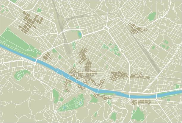 wektorowa mapa miasta florencji z dobrze zorganizowanymi oddzielonymi warstwami. - ponte vecchio stock illustrations