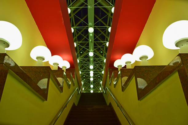 istock Staircase with lamps on the pedestrian bridge 1131750870