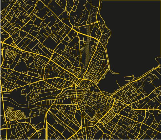 istock Black and yellow vector city map of Geneva with well organized separated layer. 1131750976