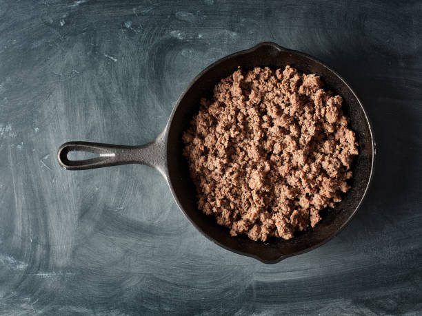 istock cooked ground beef in cast iron skillet flat lay composition 1131751006
