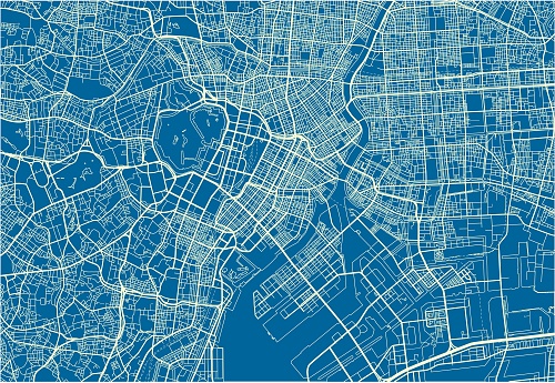 Tokyo Map Color Blue And White Vector City Map Of Tokyo With Well Organized Separated ...