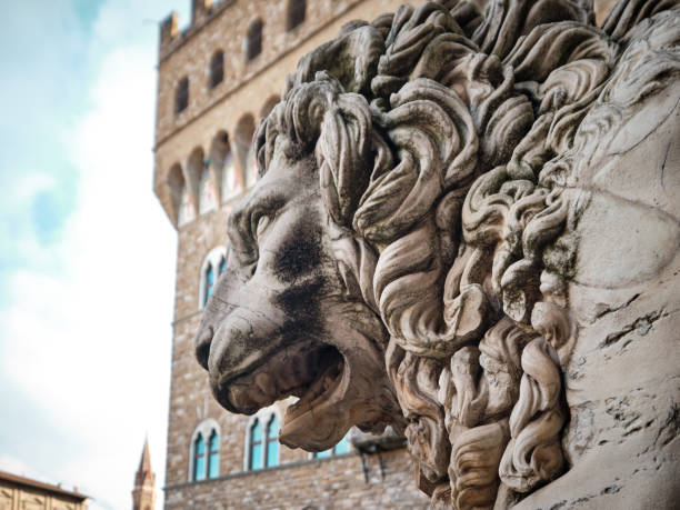 istock Macro shot of marble Lion from Florence 1131754555