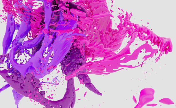 istock Colorful Ink paint splashes on a white background, 3d rendering illustration 1131754578