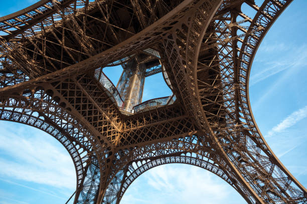 istock Wide shot of Eiffel Tower with blue sky in Paris 1131755452
