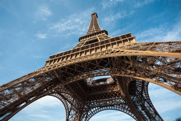 istock Wide shot of Eiffel Tower with blue sky in Paris 1131755455