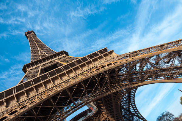 istock Wide shot of Eiffel Tower with blue sky in Paris 1131755457