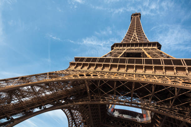 istock Wide shot of Eiffel Tower with blue sky in Paris 1131755459