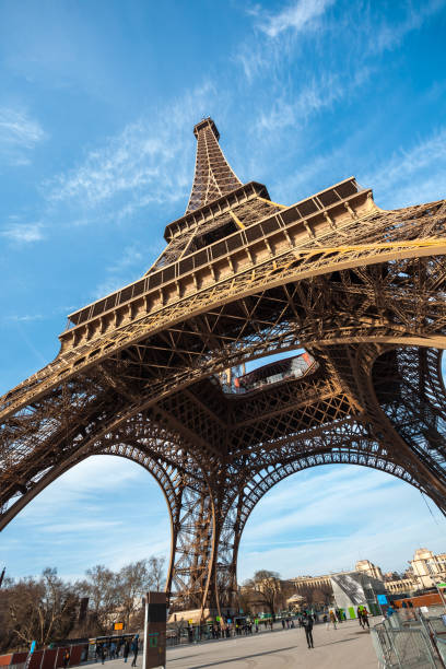 istock Wide shot of Eiffel Tower with blue sky in Paris 1131755460