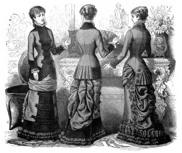 illustrazioni stock, clip art, cartoni animati e icone di tendenza di moda femminile del 1850 e del 1860; abbigliamento femminile del xix secolo - art coat full length