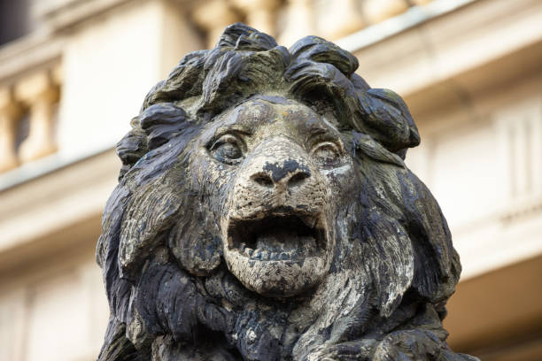 istock old sculpture of a snarling growling lion 1131758413