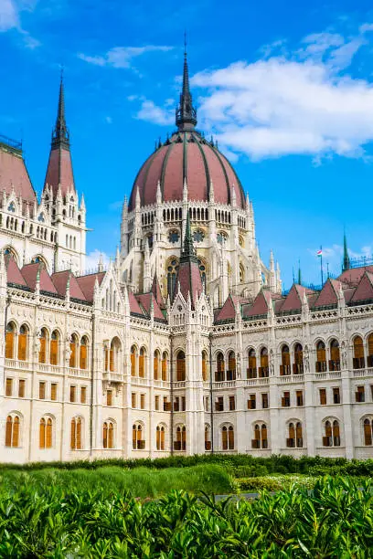 Photo of Gothic parliament, Budapest.
