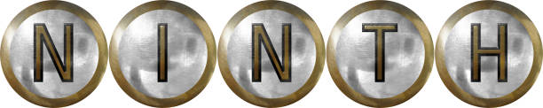 istock Ninth, concept with useful heading in metal design. 1131764077