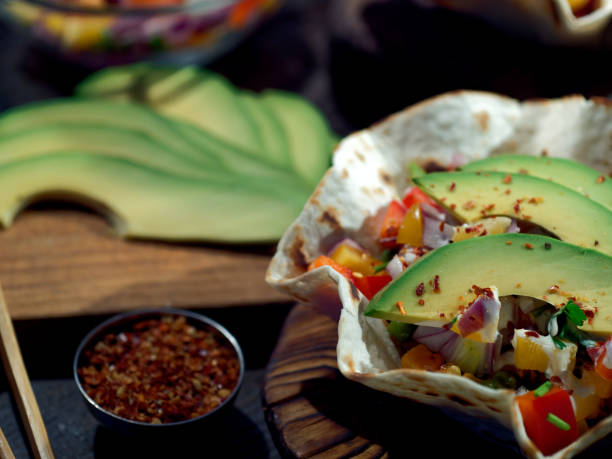 Preparing vegan taco salad