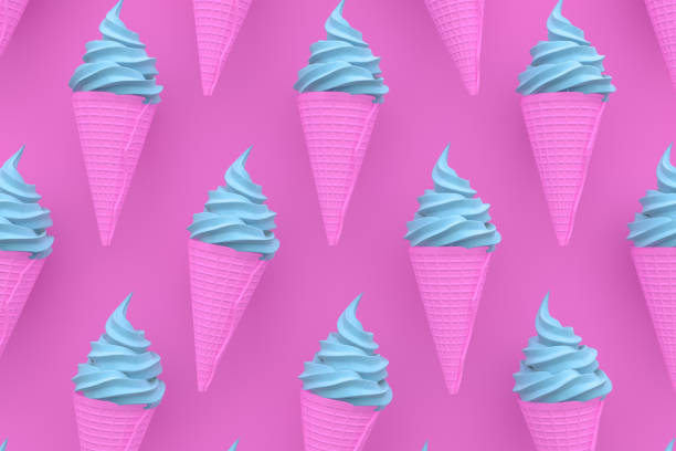 istock Ice cream and cone on colorful background. Minimal summer. 1131764413
