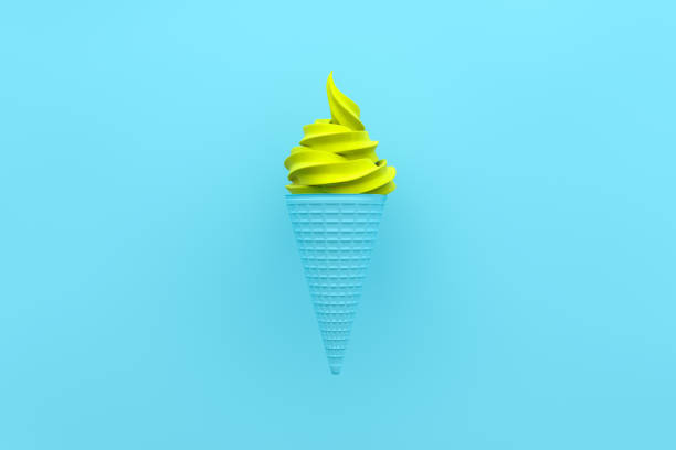 Ice cream and cone on colorful background. Minimal summer. Ice cream and cone on colorful background, minimal summer concept. neon sign ice cream stock pictures, royalty-free photos & images