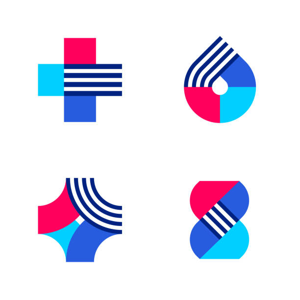 ilustrações de stock, clip art, desenhos animados e ícones de cross, drop and dna. set of abstract medical or pharmacy vector logo mark templates or icons - cruz forma