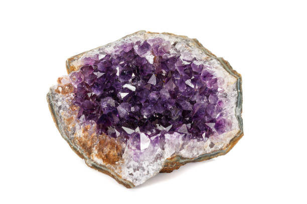 istock Amethyst Crystal Druse  macro mineral on white background 1131768235