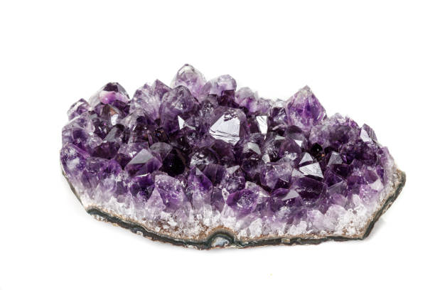 istock Amethyst Crystal Druse  macro mineral on white background 1131768262