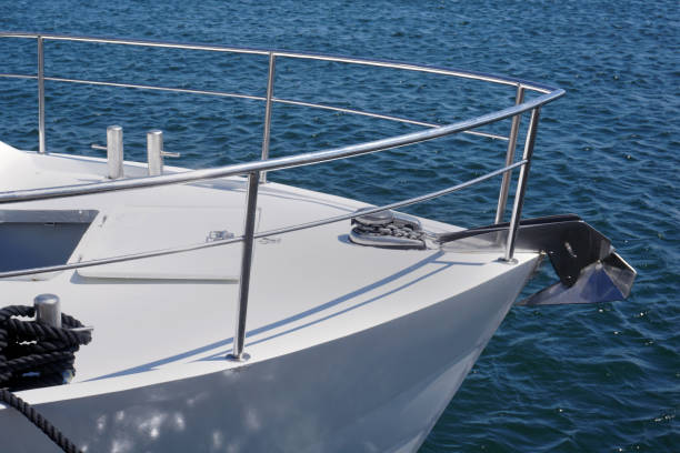 istock Bow of a white sailing yacht 1131768282
