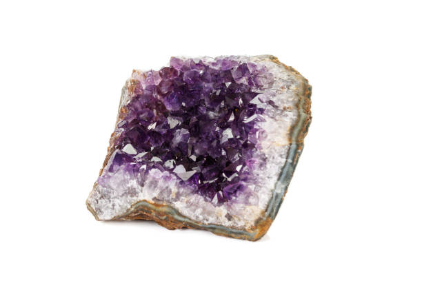 istock Amethyst Crystal Druse  macro mineral on white background 1131768307