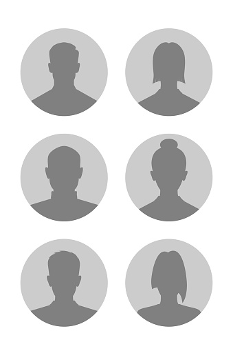 Set signs mens and womens avatar. Icons male and female silhouettes. Profiles abstract people. Unknown or anonymous person. Vector illustration