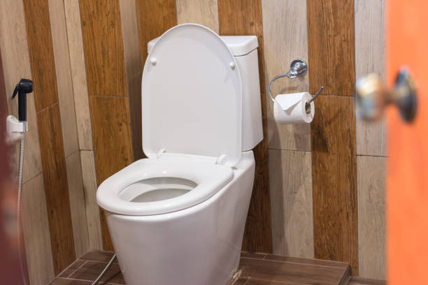 istock White toilet bowl in modern bathroom 1131769367