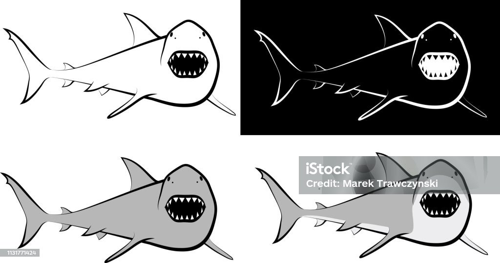 shark isolated shark - clip art illustration and line art Drawing - Art Product stock vector