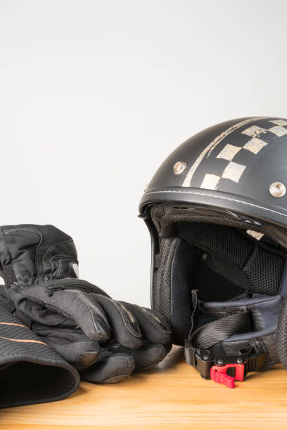 istock Motorcycle protective gear - helmet, gloves and kidney belt. 1131771709