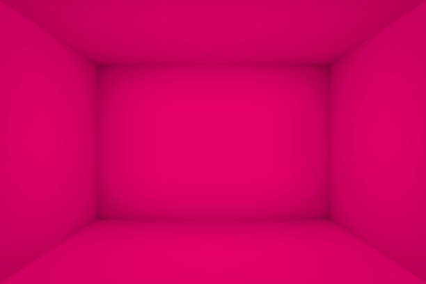 빈 분홍색 방입니다. 상자의 내부 공간입니다. 벡터 디자인 일러스트입니다. 비즈니스 프로젝트를 위한 모의 업 - magenta stock illustrations