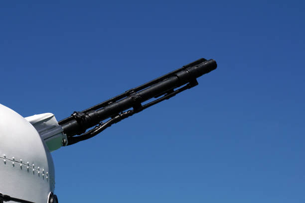 Old cannon pointing to the sky ready to fire