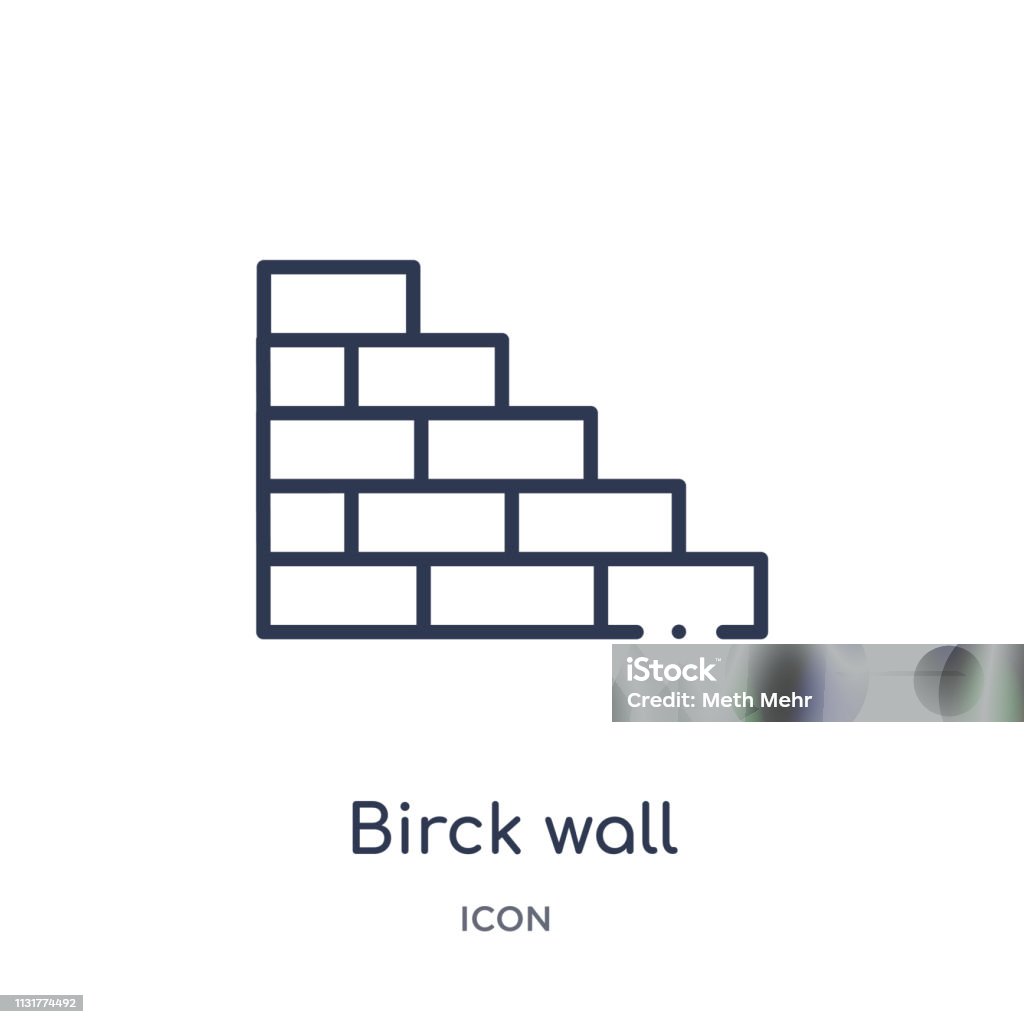 Birck 건설 개요 컬렉션에서 선형 Birck 벽 아이콘입니다 얇은 라인 Birck 벽 벡터 흰색 배경에 고립입니다 Birck 벽 유행 ...