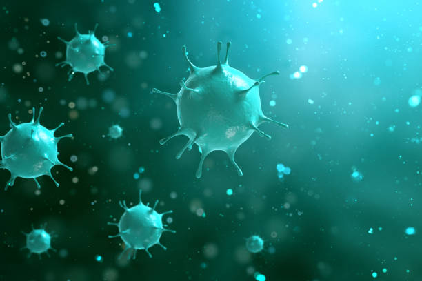 3d rendern bakterien-virus, 3d render mikrobe. - influenza a virus stock-fotos und bilder