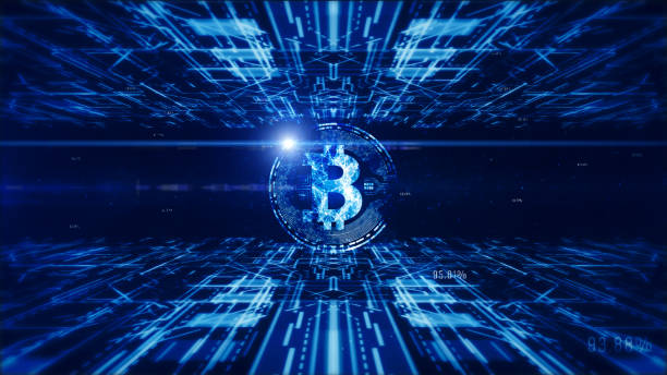 istock Bitcoin currency sign in digital cyberspace, Business and Technology Concept. 1131777680