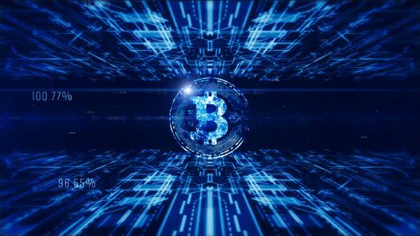 istock Bitcoin currency sign in digital cyberspace, Business and Technology Concept. 1131777686