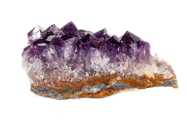 istock Amethyst Crystal Druse  macro mineral on white background 1131779642