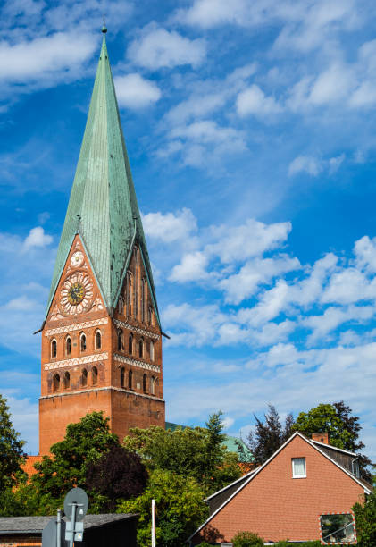 Church in Lueneburg at blue sky, Lower Saxony Germany