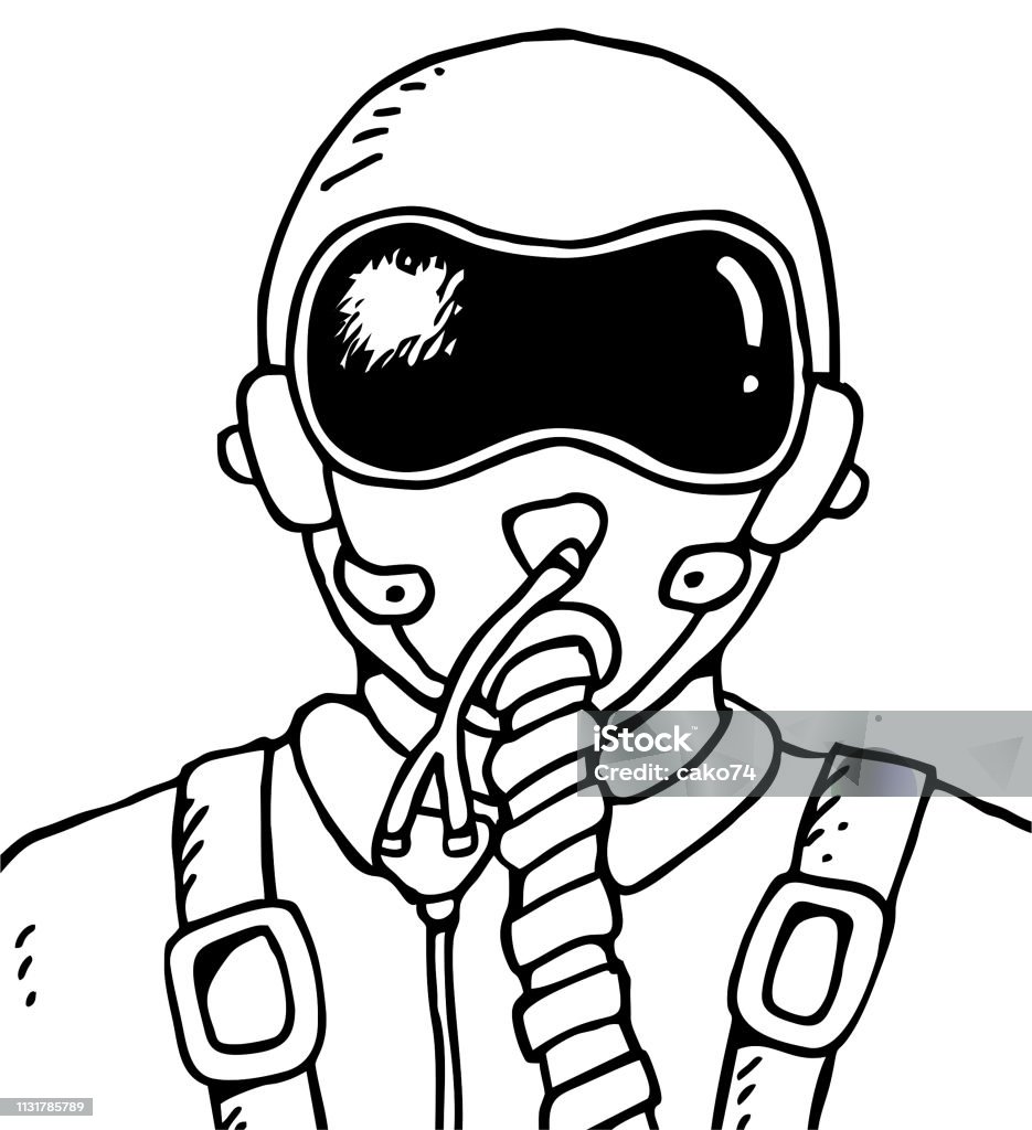 Hand drawn fighter pilot fighter pilot Air Force stock vector