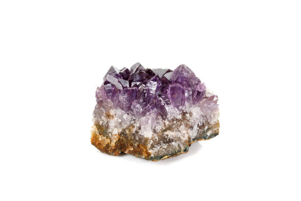 istock Amethyst Crystal Druse  macro mineral on white background 1131785852