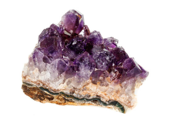 istock Amethyst Crystal Druse  macro mineral on white background 1131785877