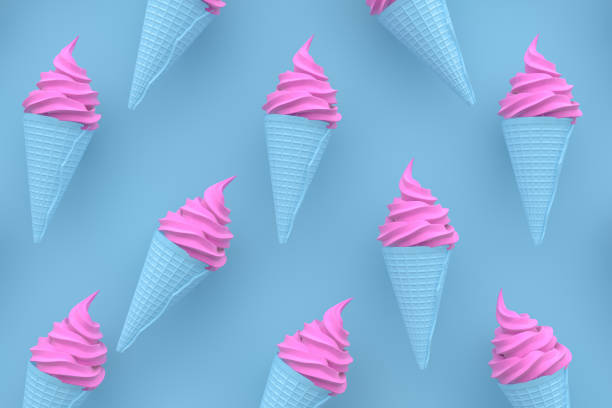 istock Ice cream and cone on colorful background. Minimal summer. 1131785907