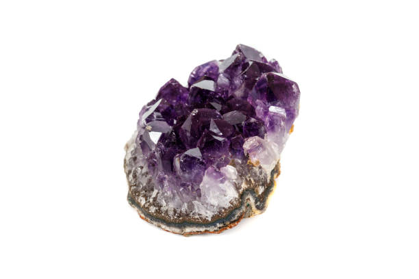 istock Amethyst Crystal Druse  macro mineral on white background 1131785943