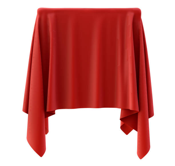 istock Red cloth on a square pedestal 1131788269