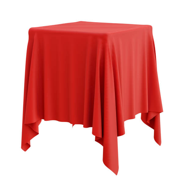 istock Red cloth on a square pedestal 1131788313