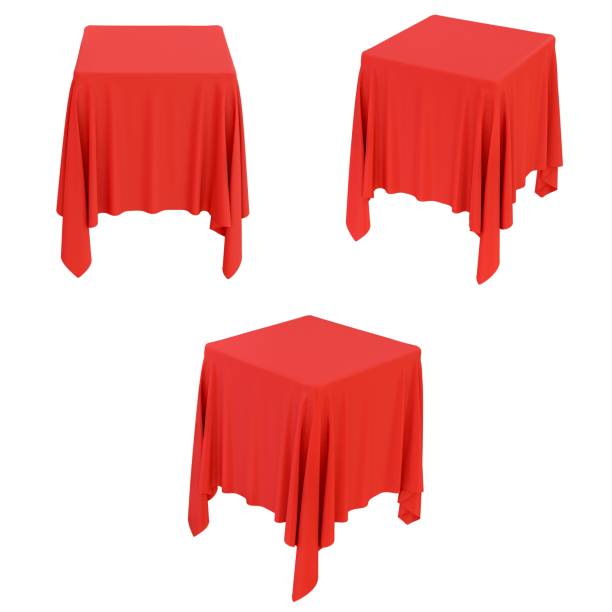 istock Set of red cloth on a square pedestal 1131788333