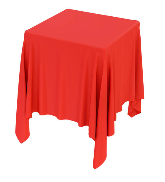 istock Red cloth on a square pedestal 1131788339