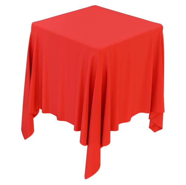 istock Red cloth on a square pedestal 1131788348