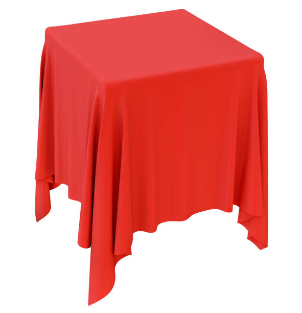 istock Red cloth on a square pedestal 1131788379