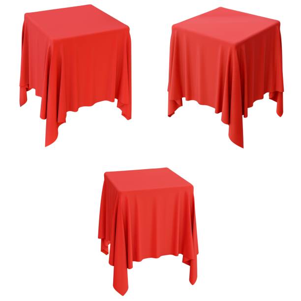 istock Set of red cloth on a square pedestal 1131788389